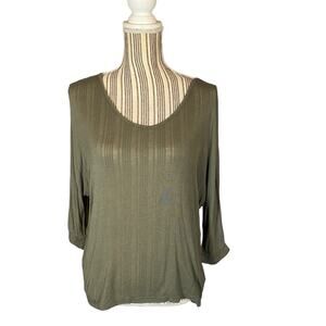 Charlotte Russe Olive Green Zipper Back Lightweight Career Blouse Women Sz M